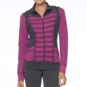 PRANA Peppa Jacket Small Striped Purple Full Zip Hemp Organic Cotton Athletic